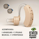 Aparelho auditivo Solução Rápida D23 da LOJA VIVA LAR, compacto e discreto, ideal para o uso diário, visível na imagem.