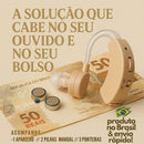 Aparelho auditivo LOJA VIVA LAR Solução Rápida D23, compacto e discreto, ideal para uso diário, visível na imagem.