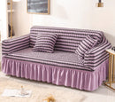 Conjunto de capas de sofá europeias da ModernLar em tecido de cor pura com detalhes de renda, duráveis e de luxo.