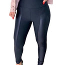 Calça Legging de Inverno Flanelada com Acabamento Cirrê