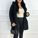 Casaco Feminino Teddy Longo com Capuz e Forro Peluciado