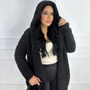 Casaco Feminino Teddy Longo com Capuz e Forro Peluciado