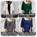 Casaco Georgia Flair™ com gola contrastante e modelagem ampla, estilo urbano e sofisticado, em tecido de cor neutra.