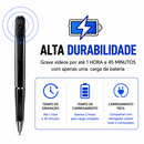 Caneta espiã mini filmadora Full HD da Empório Forte, captura vídeos, fotos e gravações discretas em formato compacto.
