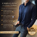 Camisa Layer ModernLar com efeito cardigan e design de sobreposição, estilo refinado e prática para o dia a dia.