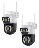 Kit 2 câmeras de segurança Wi-Fi externas A28 Icsee, 3MP, à prova d'água, cor branca, com app para monitoramento.