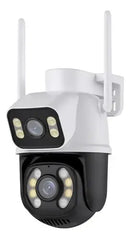 Kit 2 câmeras de segurança Wi-Fi externas A28 Icsee, 3MP, à prova d'água, cor branca, com visão dupla.