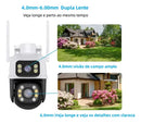 Kit 2 câmeras de segurança Wi-Fi externas A28 Icsee com visão dupla 3MP, à prova d'água, na cor branca