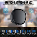 Gravador de voz espião magnético de 64GB com IA e USB, compacto e discreto, ideal para gravações secretas.
