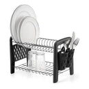 Escorredor duplo desmontável da Viva Lar com porta talheres, espaço para pratos e utensílios de cozinha, em plástico branco.