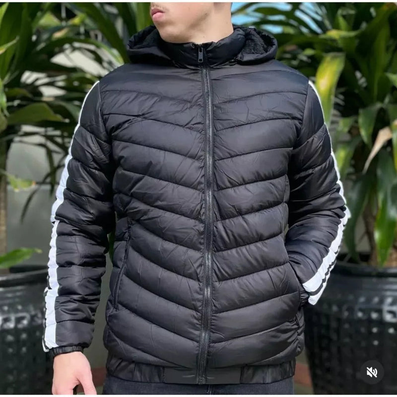 Jaqueta Masculina Puffer Peluciada com Capuz Removível