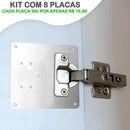 Kit Modern Lar ReparaFácil com suportes premium para restauração de dobradiças, incluindo componentes e ferramentas para reparo eficiente.