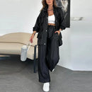 Conjunto Madonna™ com corte moderno estilo cargo, roupa urbana sofisticada da ModernLar, vista frontal com detalhes de moda.