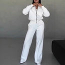 Conjunto Naomi™ em moletom premium com jaqueta de zíper, roupa casual moderna da marca ModernLar.