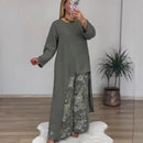 Conjunto Botanique™ com blusa assimétrica longa e calça pantalona floral, estilo artístico e corte impecável, ModernLar.