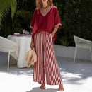 Conjunto Calenne™ em linho de algodão com detalhes de contraste, moda moderna e elegante, visual do conjunto completo.