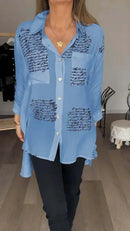 Camisa Poema de Seda™ da ModernLar com detalhes elegantes, caimento perfeito e design sofisticado, vista frontal.