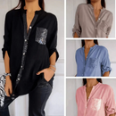 Camisa Ortência™ da ModernLar com brilho em strass luxuoso, modelo elegante e confortável, em tom claro com detalhes brilhantes.