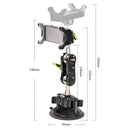 Suporte universal para celular Viva Lar com rotação de 360 graus, ajustável para uso em carro ou mesa, em preto.