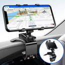 Suporte veicular para celular 360º Viva Lar DriveClip Pró fixado no painel, com celular ajustado para uso.