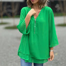 Blusa Margiela™ com decote V regulável, barra dupla, feita de tecido leve e fresco, estilo versátil para ocasiões variadas.