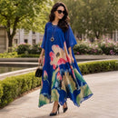 Conjunto de vestido e sobretudo Florenza™ da ModernLar, elegante e versátil para todas as estações, com detalhes florais.