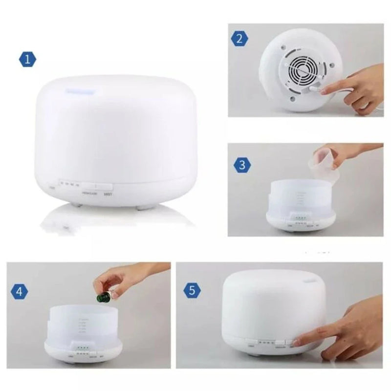 Umidificador Difusor Ultrassônico 300ml com LED 7 Cores e Controle