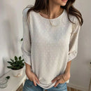 Blusinha Eliza™ da ModernLar com tecido texturizado de linho e popelina, estilo leve e sofisticado para mulher autêntica.