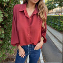 Camisa Letizia™ em viscose com toque sedoso e mangas fluidas, roupa feminina confortável e elegante, de marca ModernLar.