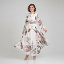 Vestido Manuela™ da ModernLar com cintura definida e decote canoa, vestido elegante em tecido fluido na cor azul.