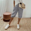 Bermuda Levana™ em linho de algodão com cintura ajustável, moda casual moderna, roupa confortável para o dia a dia.