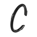 Bracelete Alpha All Black em Aço e Couro - Tamanho Único