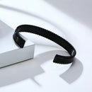 Bracelete Serrato em Aço Inoxidável Black - Tamanho Ajustável