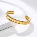 Bracelete Serrato em Aço Inoxidável Gold - Tamanho Ajustável