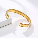Bracelete Serrato em Aço Inoxidável Gold - Tamanho Ajustável