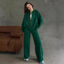 Conjunto Naomi™ em moletom premium com jaqueta de zíper, confortável e estiloso, para looks casuais modernos.