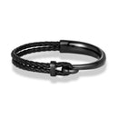 Pulseira Elite All Black em Couro e Aço Inoxidável