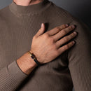 Pulseira Elite Gold Black em Couro e Aço Inoxidável