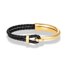 Pulseira Elite Gold Black em Couro e Aço Inoxidável