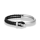 Pulseira Elite Preta em Couro e Aço Inoxidável