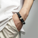 Pulseira Flexure Preta em Silicone e Aço - Tamanho Ajustável