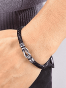 Pulseira Ironhide Slim em Couro Preta