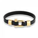 Pulseira Nautica Leather Preta/Dourado