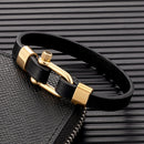 Pulseira Nautica Leather Preta/Dourado