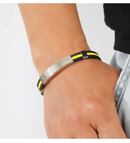 Pulseira Spectrum Preto/Amarelo em Silicone e Aço Inoxidável