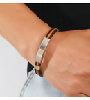 Pulseira Spectrum Preto/Laranja em Silicone e Aço Inoxidável