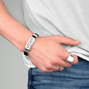 Pulseira Wristlock em Silicone e Aço Inoxidável - Tamanho Ajustável